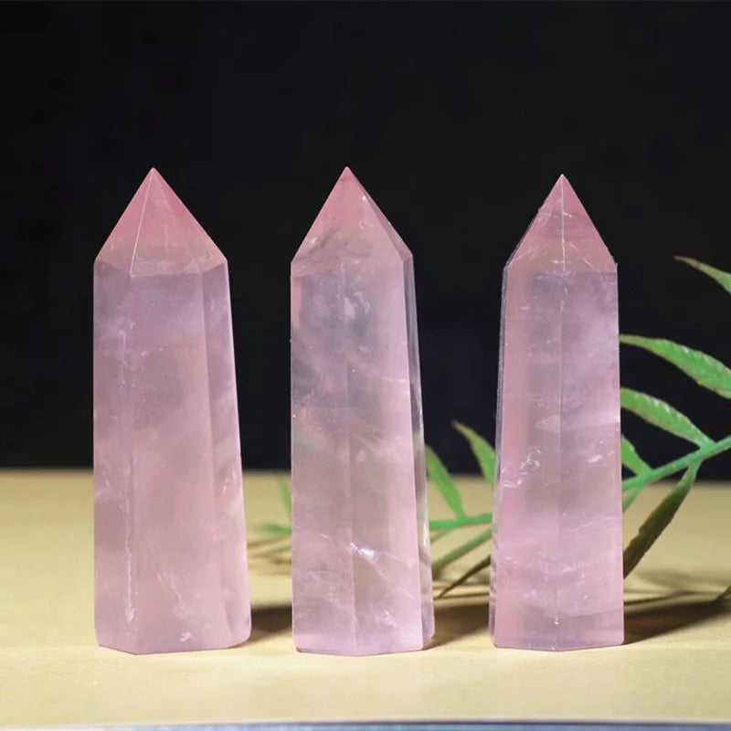 40-90 mm Natural Rose Quartz Crystal Point Wand