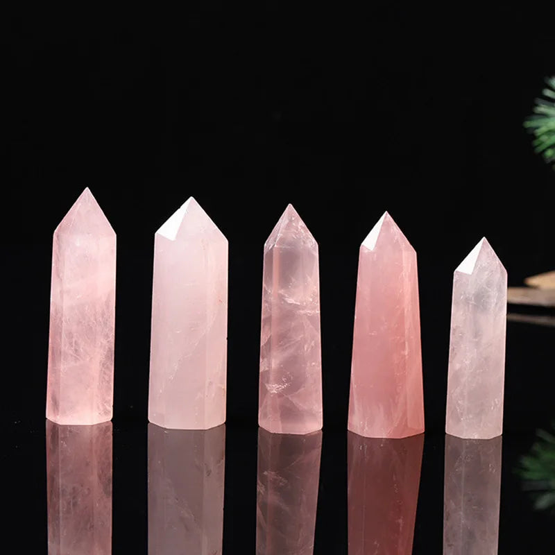 40-90 mm Natural Rose Quartz Crystal Point Wand