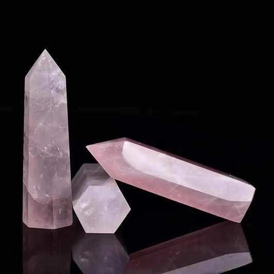 40-90 mm Natural Rose Quartz Crystal Point Wand