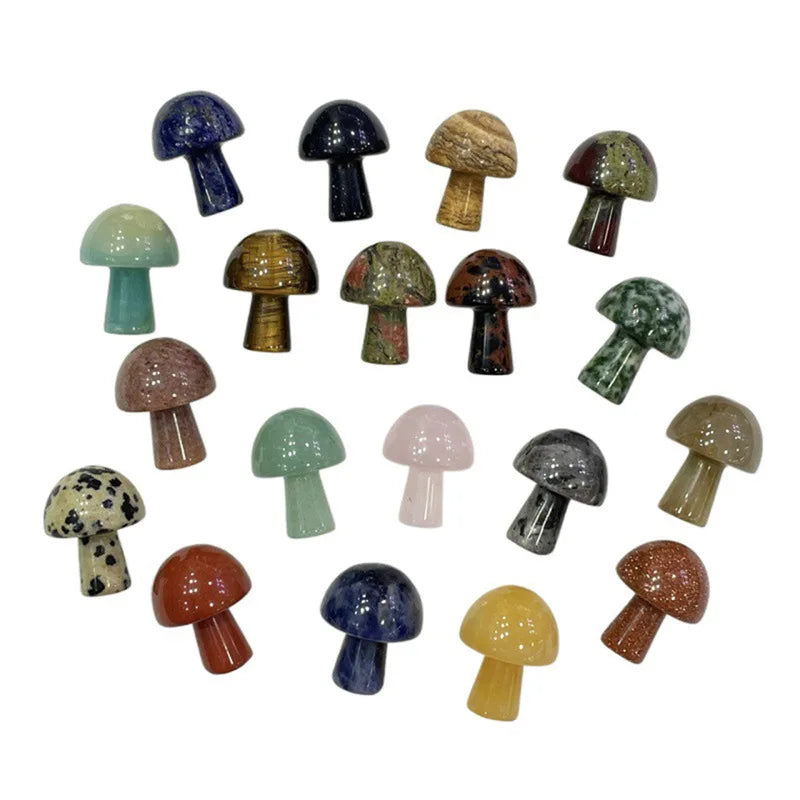 Healing Quartz Crystal Gemstone Carved Mini Mushroom - 1, 5, 10 pcs