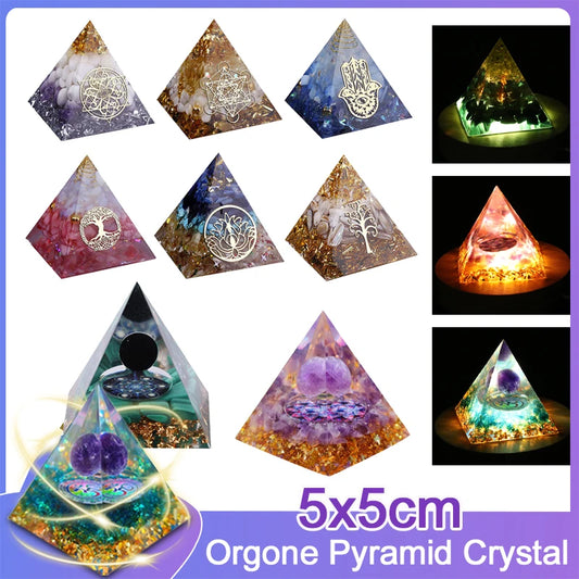 Orgone Pyramid with Natural Gemstone Crystals
