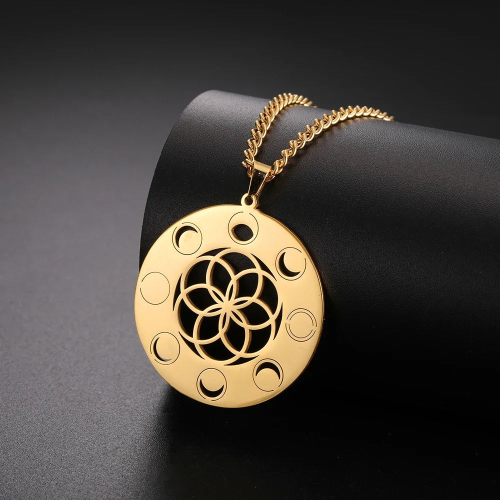 Seed of Life Necklace with Moon Phase