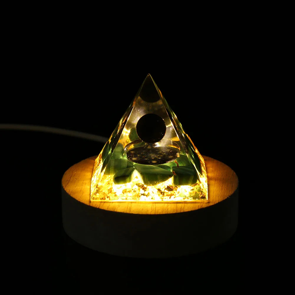 Orgone Pyramid with Natural Gemstone Crystals