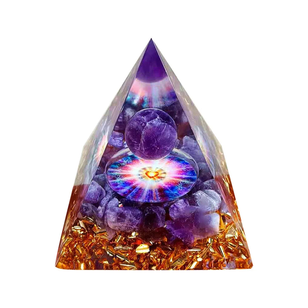 Orgone Pyramid with Natural Gemstone Crystals