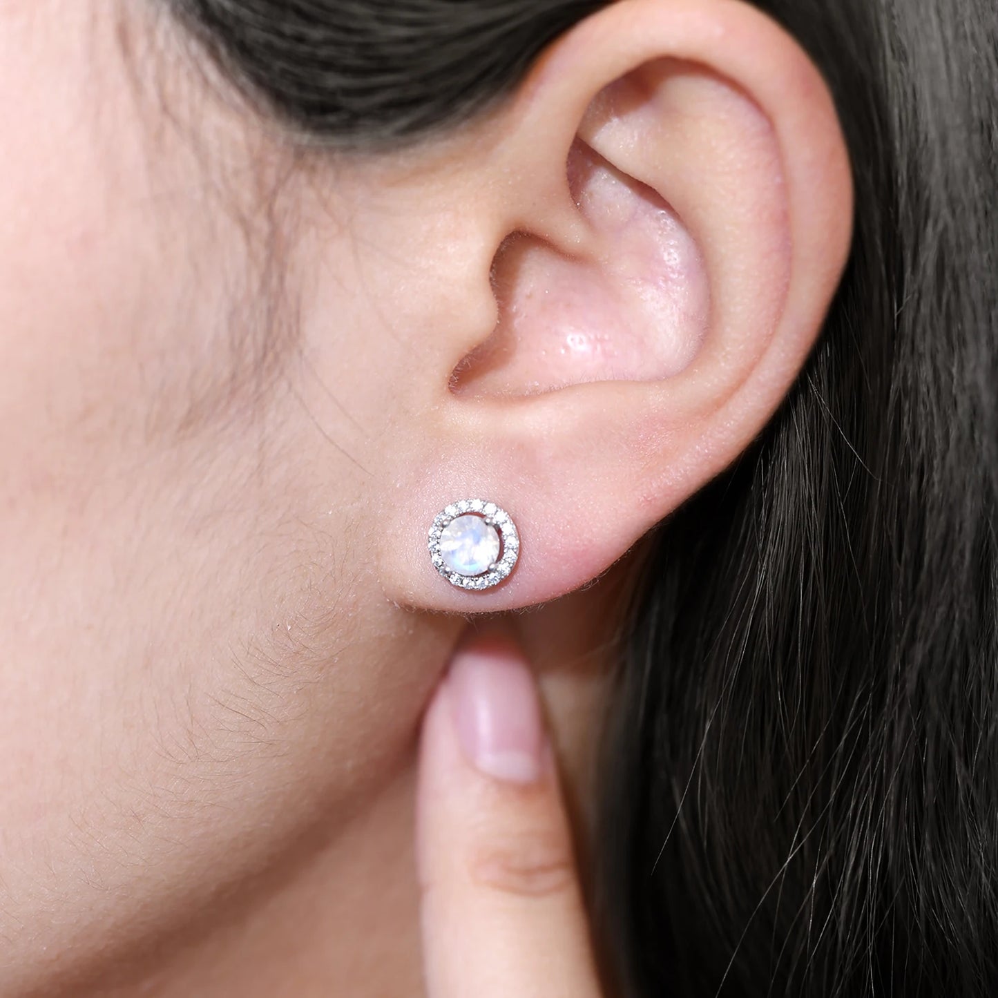Earrings 5mm Milky Blue Moonstone Studs