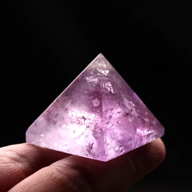 Natural Brazilian Amethyst Quartz Crystal Healing Pyramid