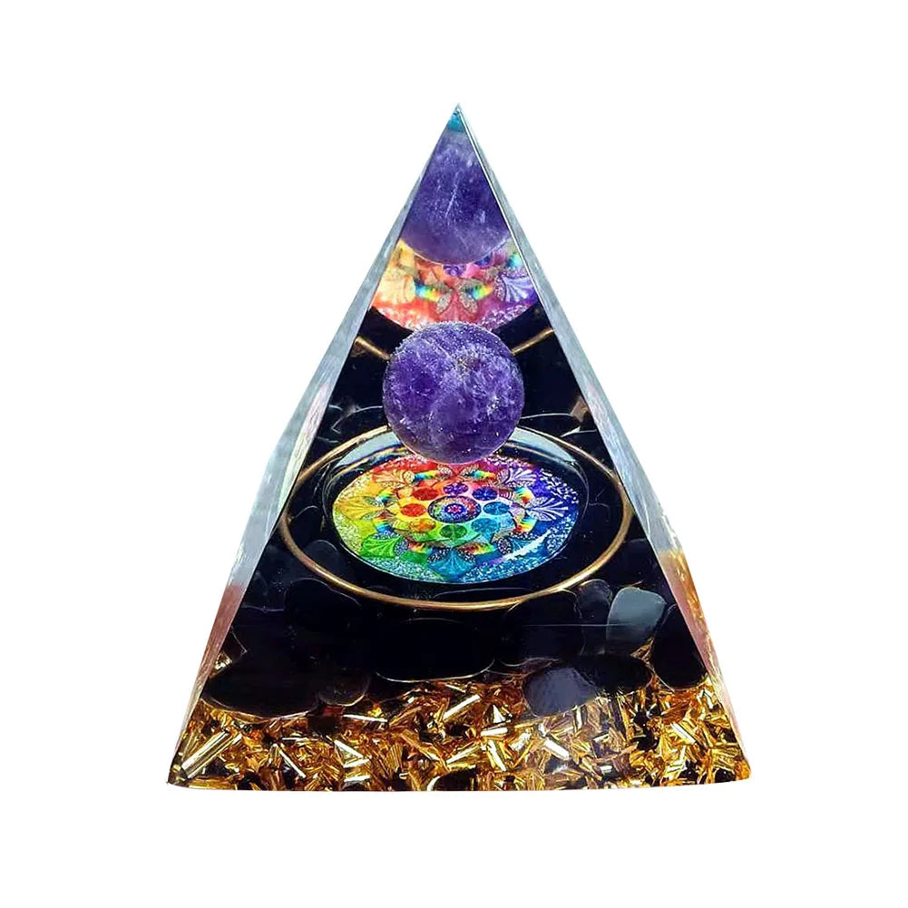 Orgone Pyramid with Natural Gemstone Crystals