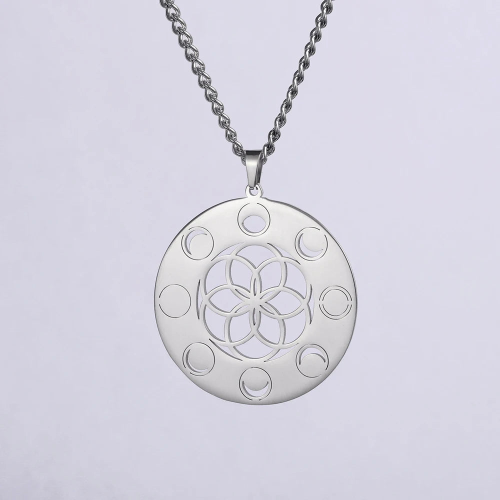 Seed of Life Necklace with Moon Phase