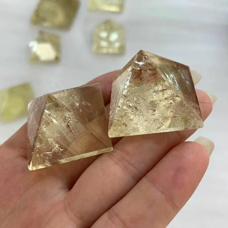 Natural Yellow Citrine Quartz Crystal Healing Pyramid