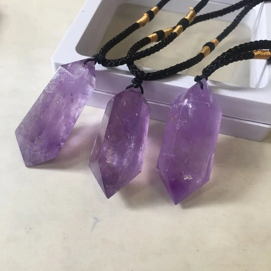 Natural Brazilian Amethyst Quartz Crystal Pendant