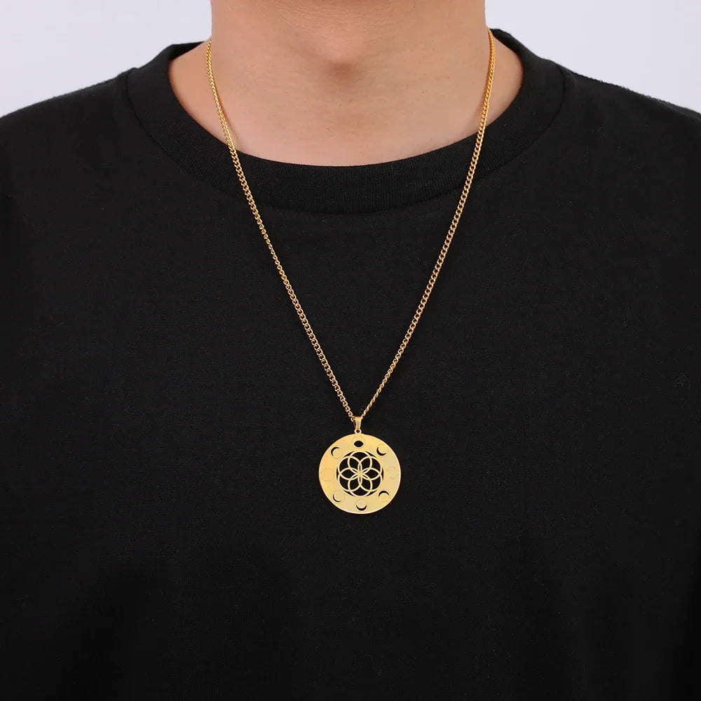 Seed of Life Necklace with Moon Phase