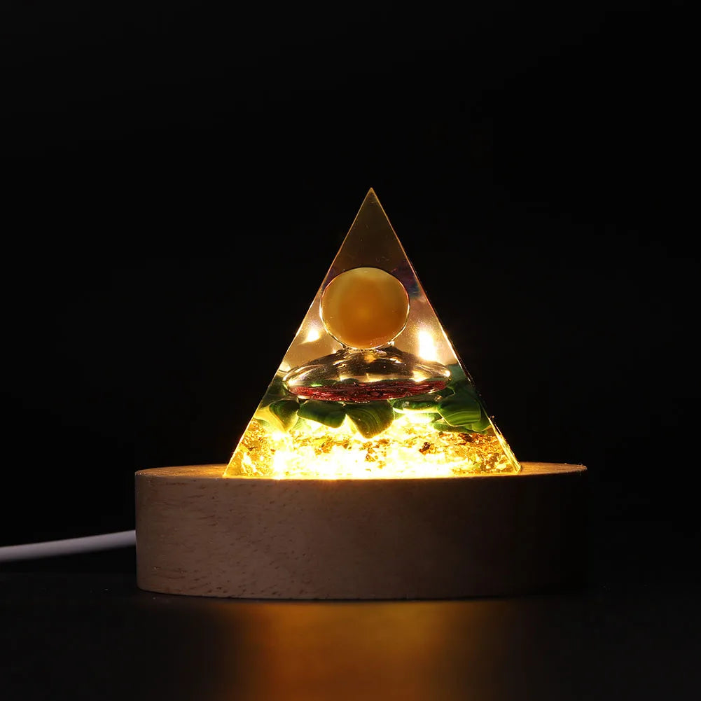 Orgone Pyramid with Natural Gemstone Crystals