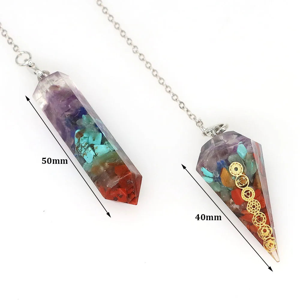 7 Chakra Pendulum for Dowsing Divination Healing Crystals Natural Stone Quartz Gemstone Antique Reiki Pendant Pendulo Jewelry