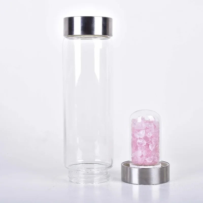 Quartz Crystal Glass Elixir Water Bottle