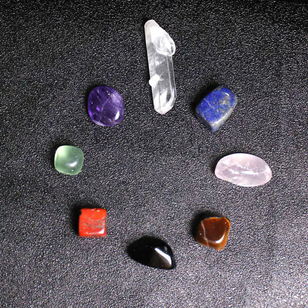 7-Chakra Natural Quartz Crystal Kit W/ Carry Pouch