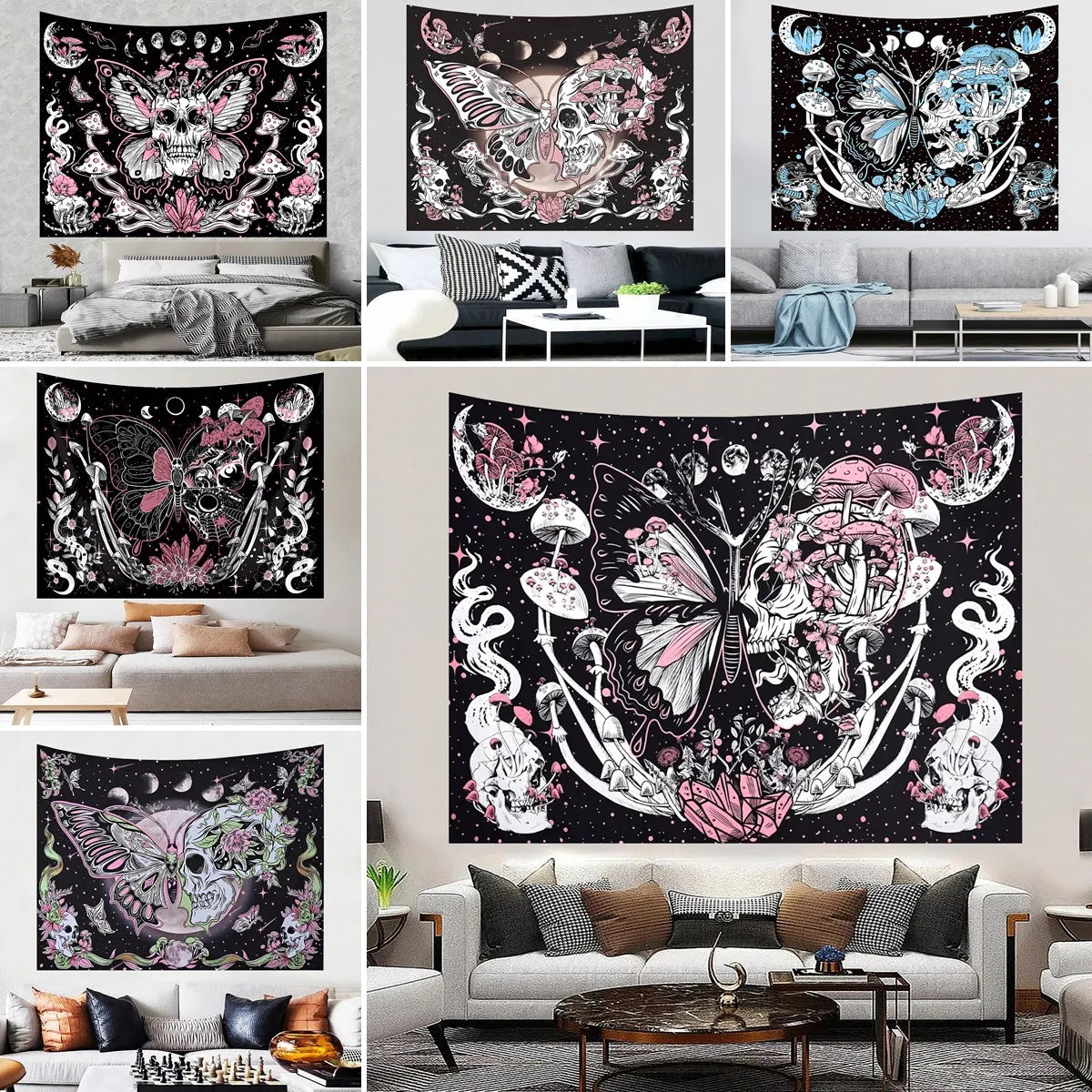 SKull Butterfly Tapestry