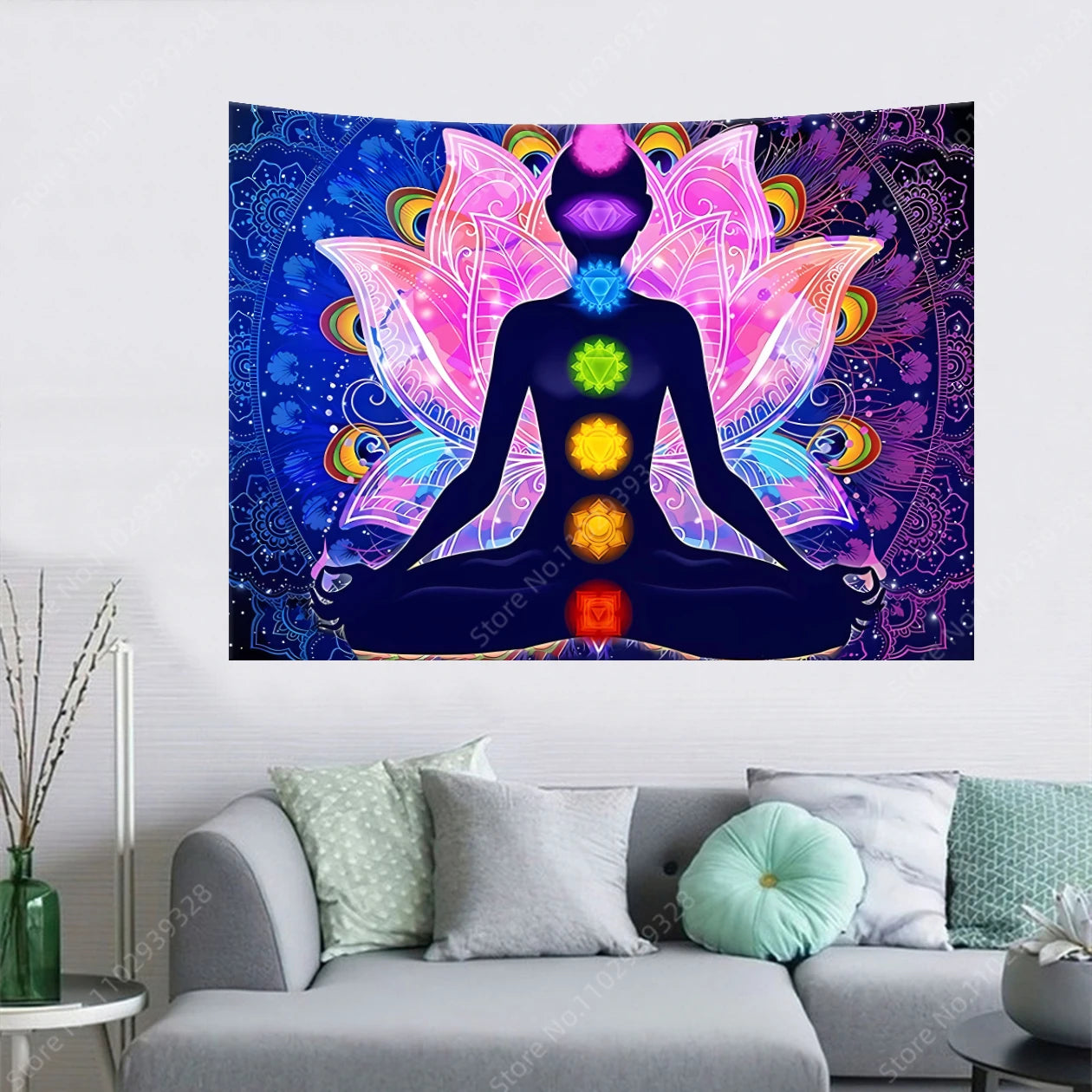 Uv Reactive Tapestry Mandala/Chakra Wall Hanging