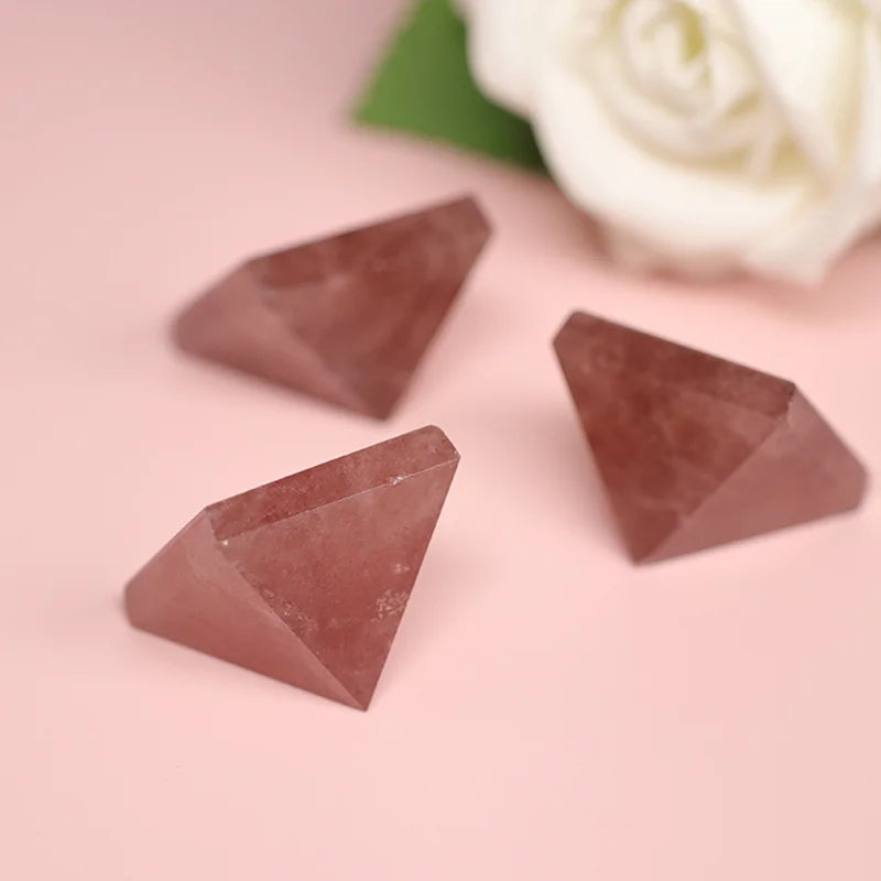 Natural Strawberry Quartz Crystal Healing Pyramid