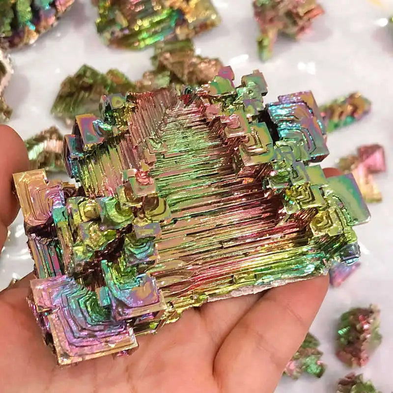 70g Natural Aura Rainbow Titanium Bismuth Quartz Crystal Cluster