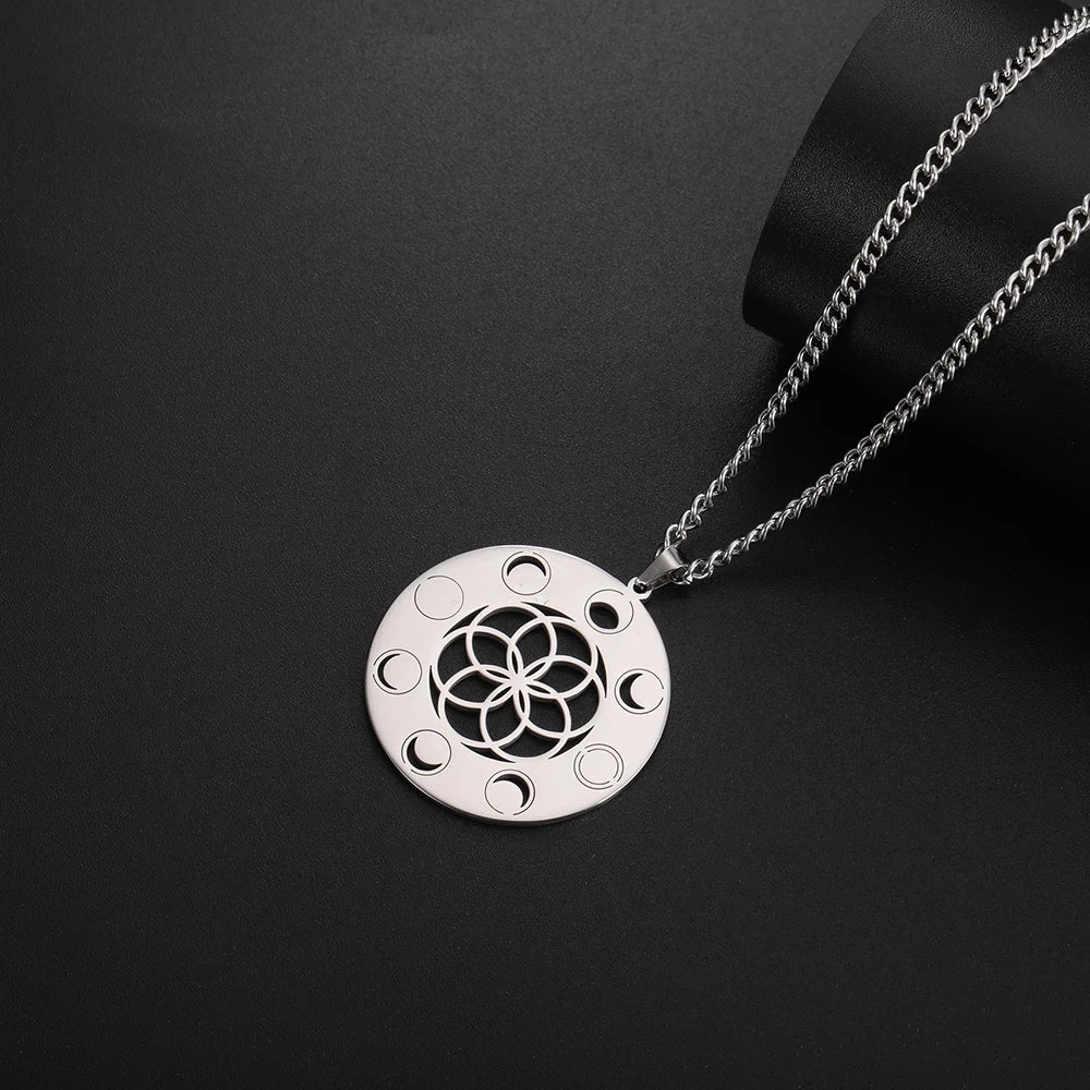 Seed of Life Necklace with Moon Phase