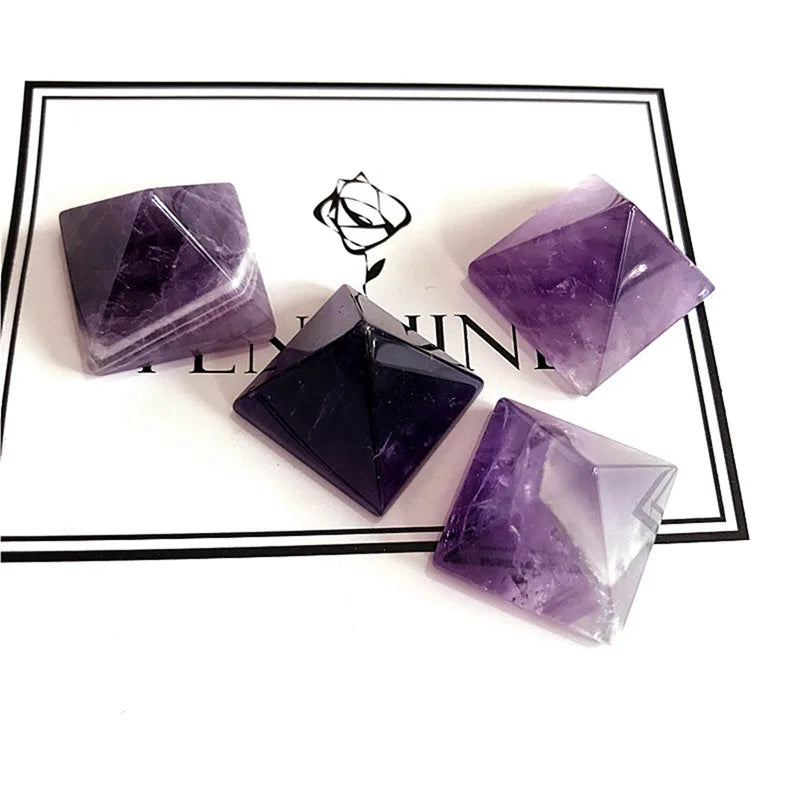 Amethyst Quartz Crystal Pyramid Healing Stone