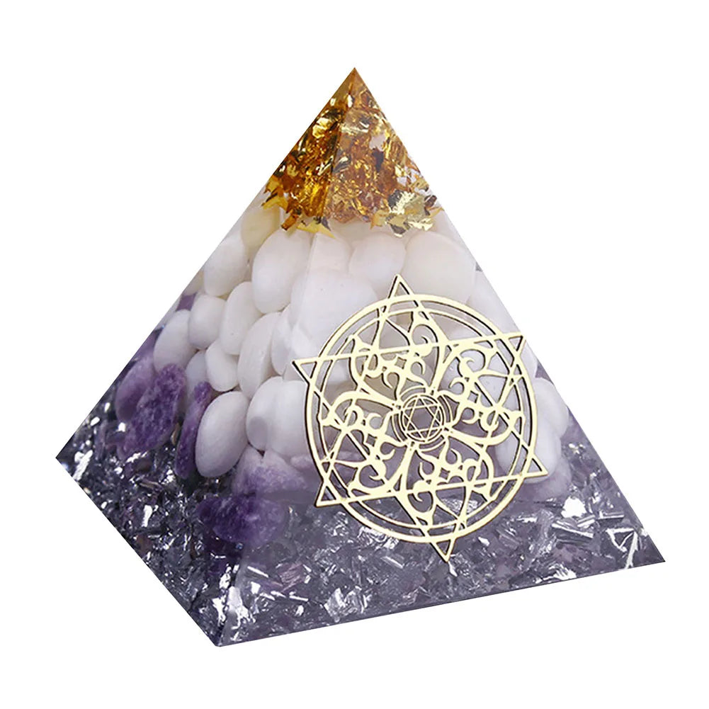 Orgone Pyramid with Natural Gemstone Crystals