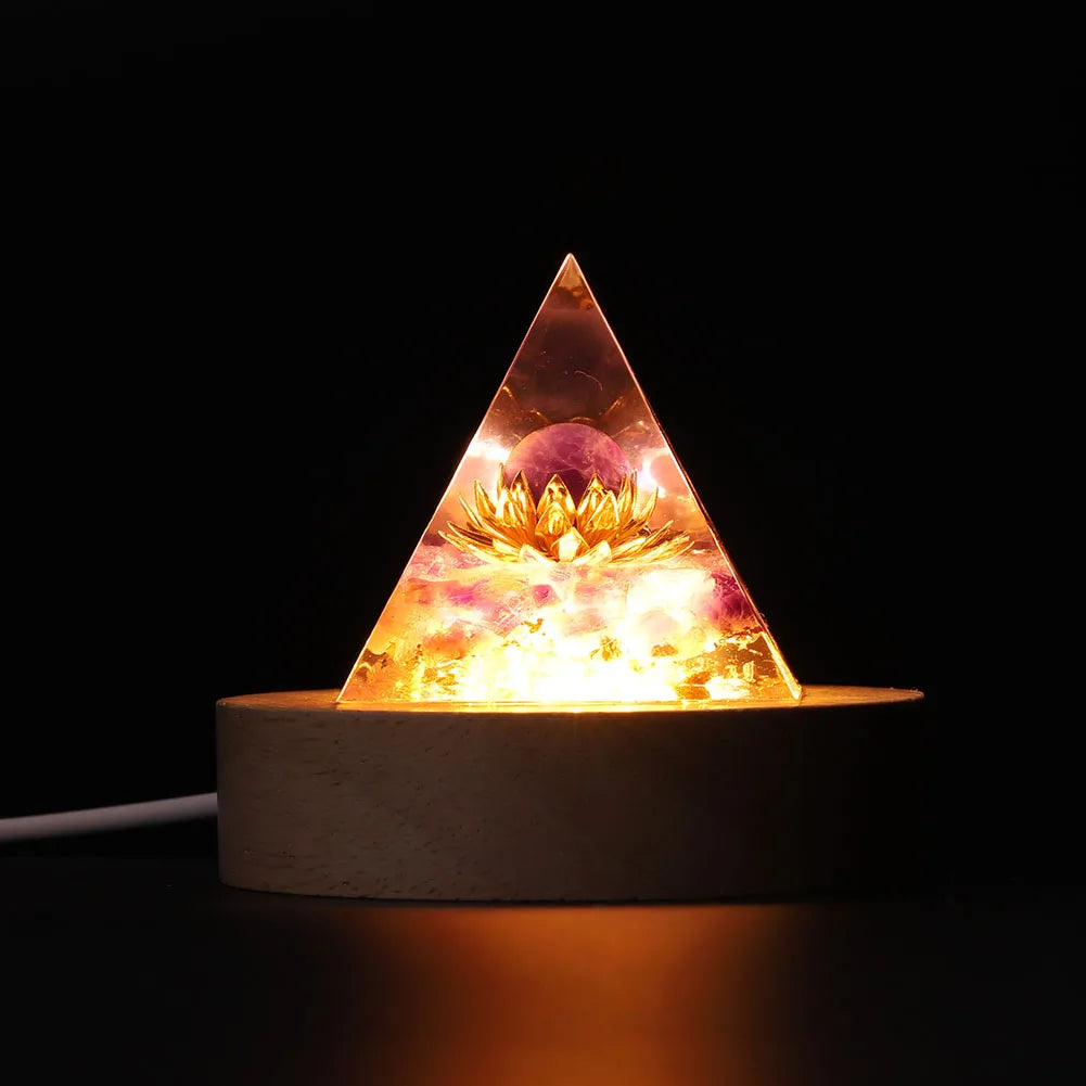 Orgone Pyramid with Natural Gemstone Crystals