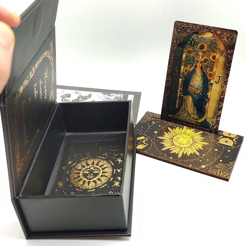 Divinative Gold Foil Tarot Cards With Wooden Card Stand