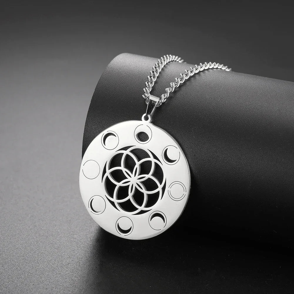 Seed of Life Necklace with Moon Phase