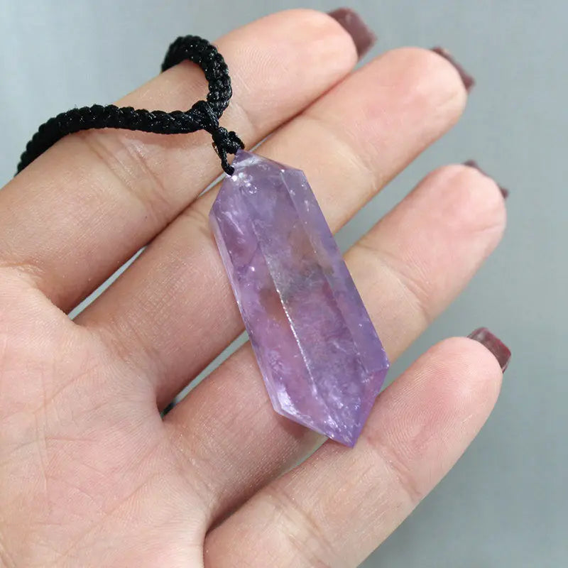 Natural Brazilian Amethyst Quartz Crystal Pendant