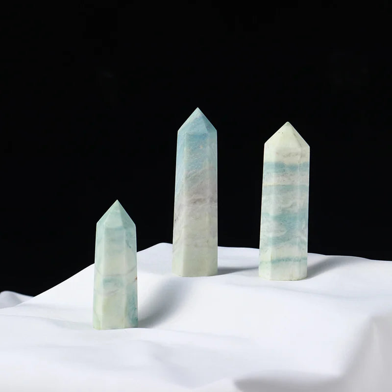 Natural Blue Caribbean Calcite Crystal Point Wand