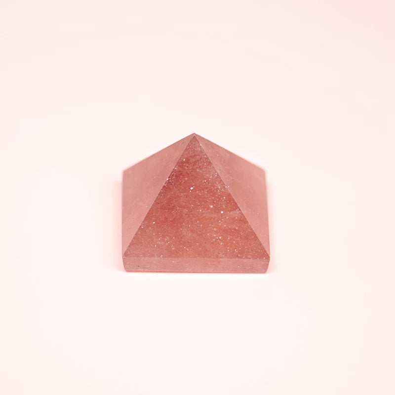 Natural Strawberry Quartz Crystal Healing Pyramid