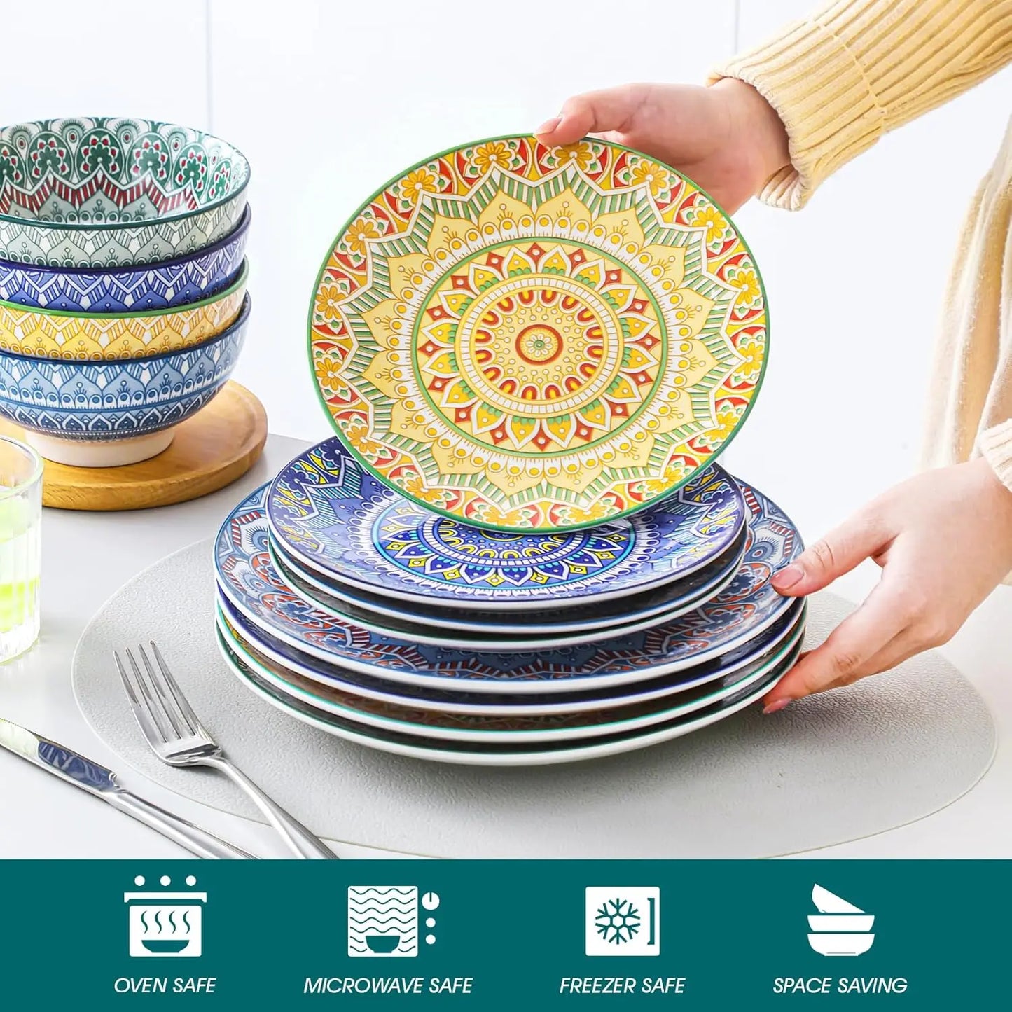 Mandala 12 Pieces Dinnerware Sets