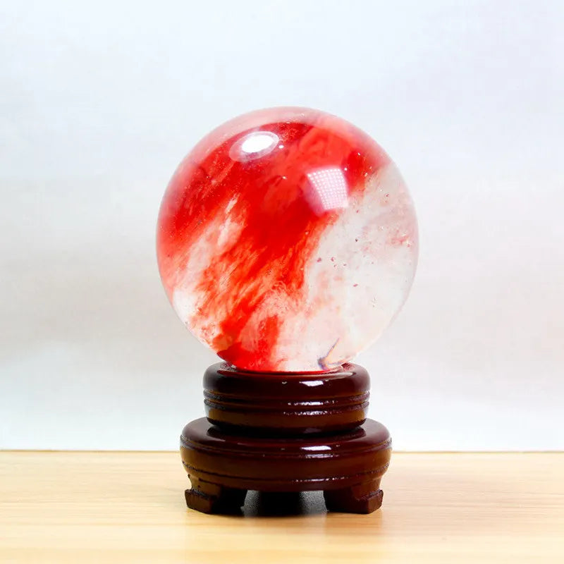 80mm Large Red Smelting Polished Quartz Crystal Sphere