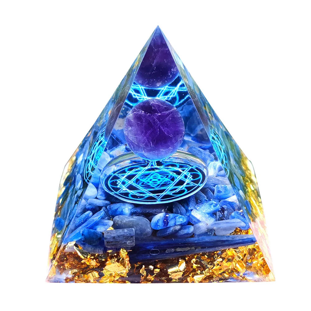 Orgone Pyramid with Natural Gemstone Crystals