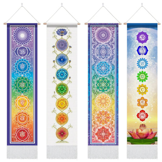 7-Chakras Tapestry, with Tassel 12.8x 51.2 Inches