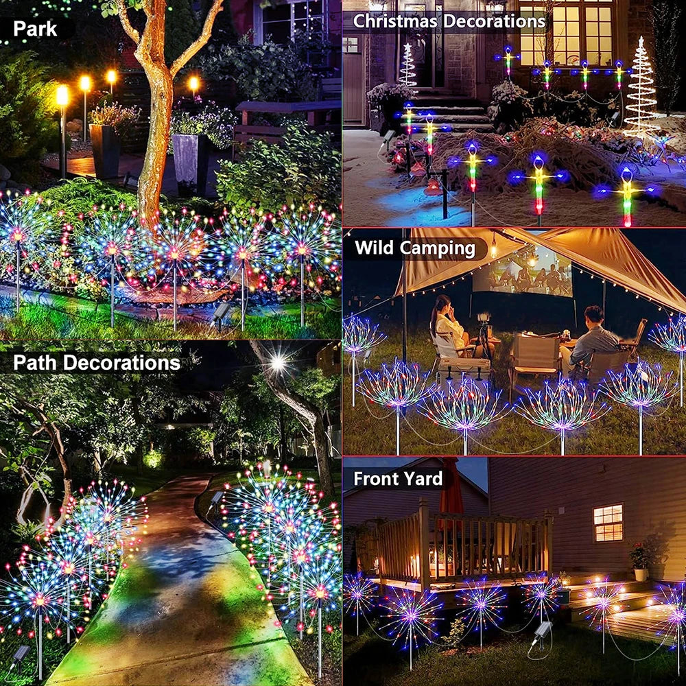 320/240LED  Solar Fireworks Lights Bright 4 in1 Pack