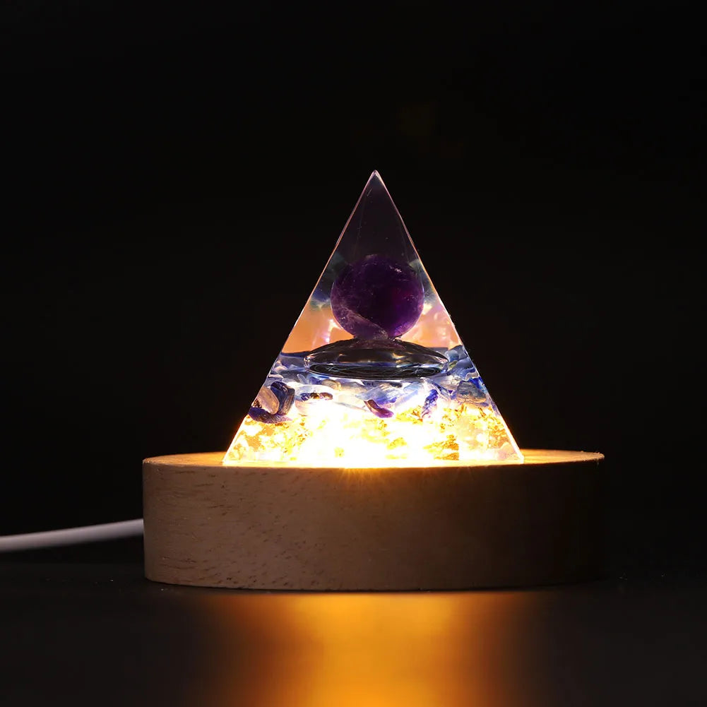 Orgone Pyramid with Natural Gemstone Crystals