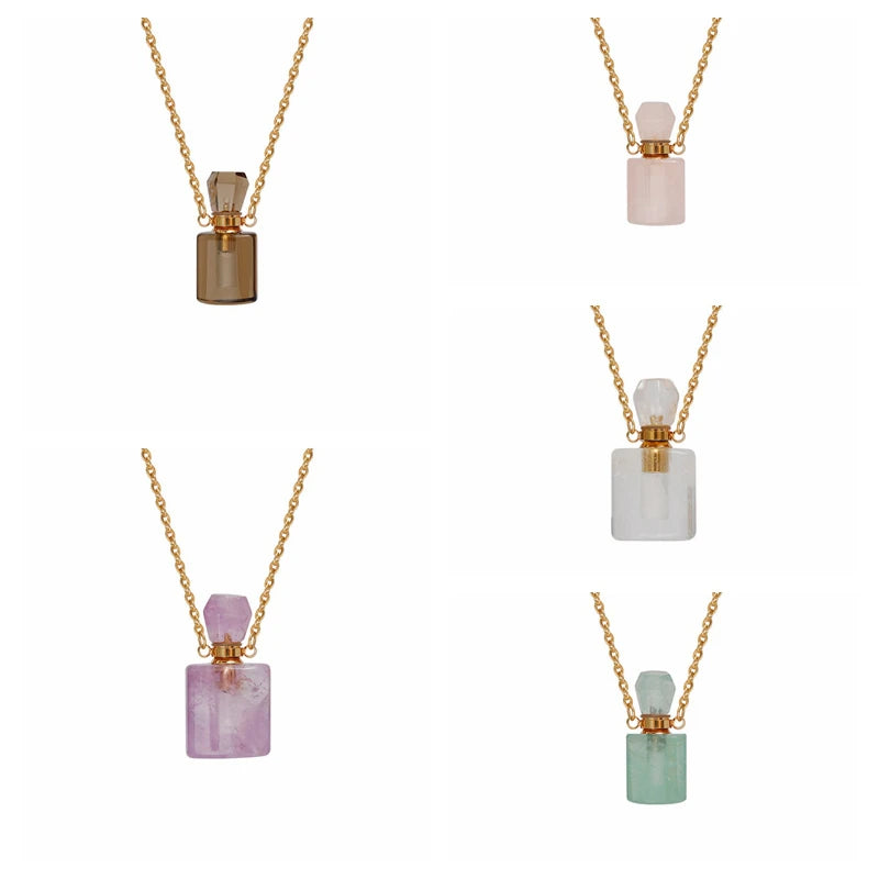 Natural Crystal Perfume Bottle Pendant