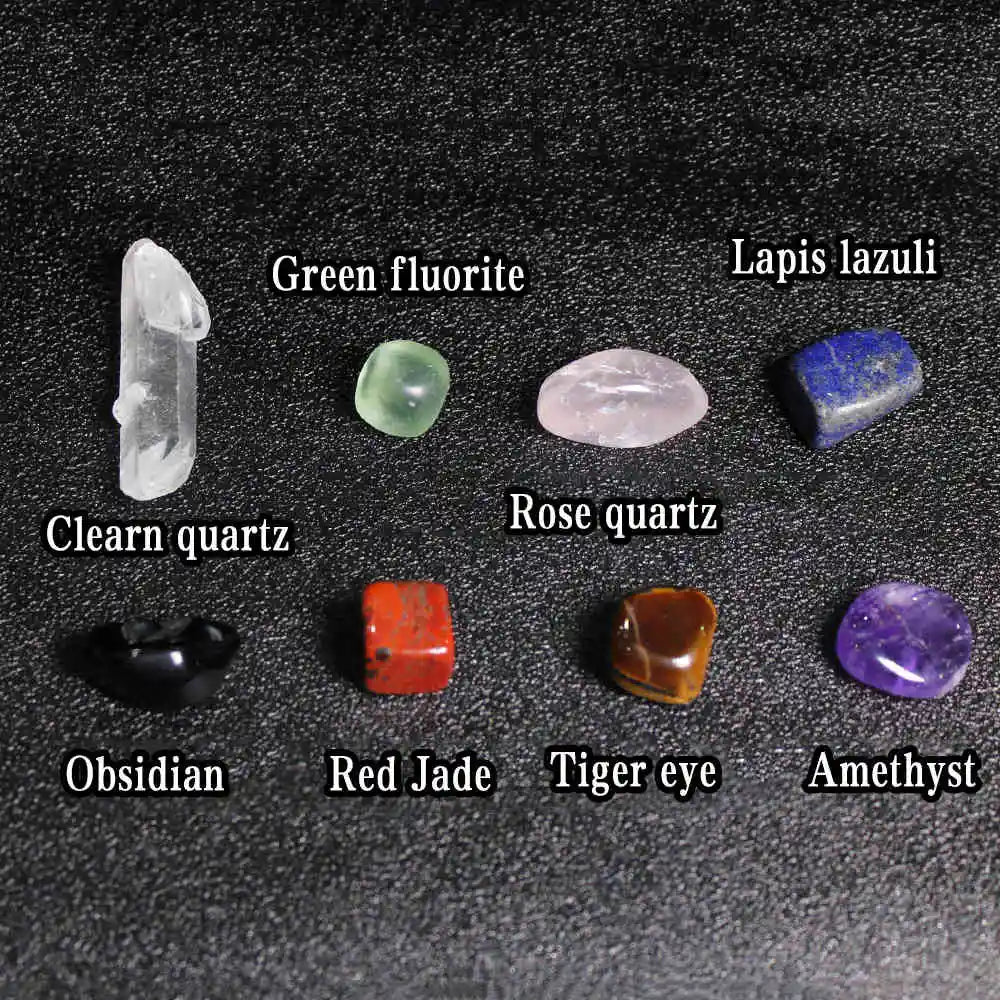 7-Chakra Natural Quartz Crystal Kit W/ Carry Pouch