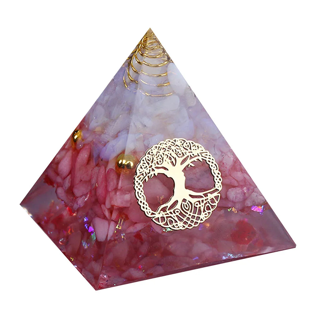 Orgone Pyramid with Natural Gemstone Crystals