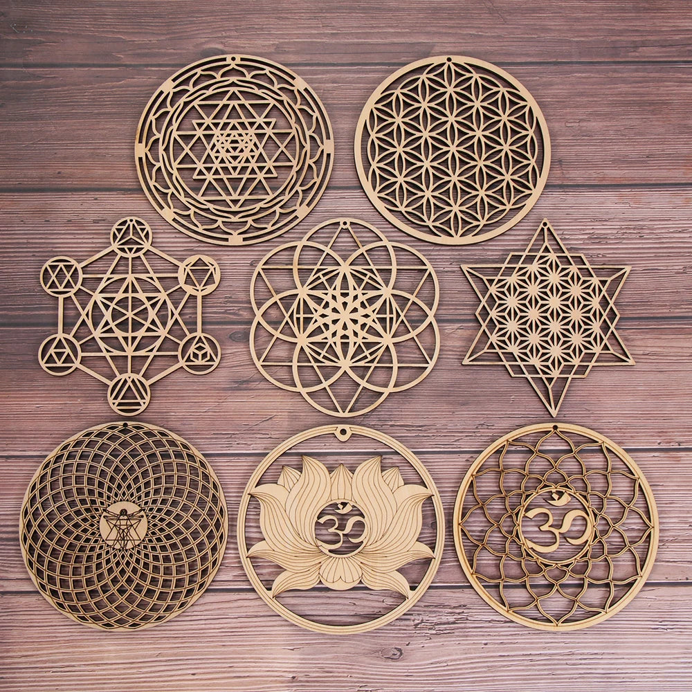 Wooden Wall Sign Flower of Life Shape Laser Cut Wood Wall Art Home Decor Handmade Coasters Craft Making Sacred Geometry Ornament