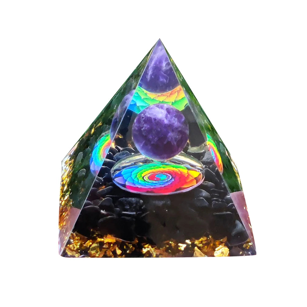 Orgone Pyramid with Natural Gemstone Crystals