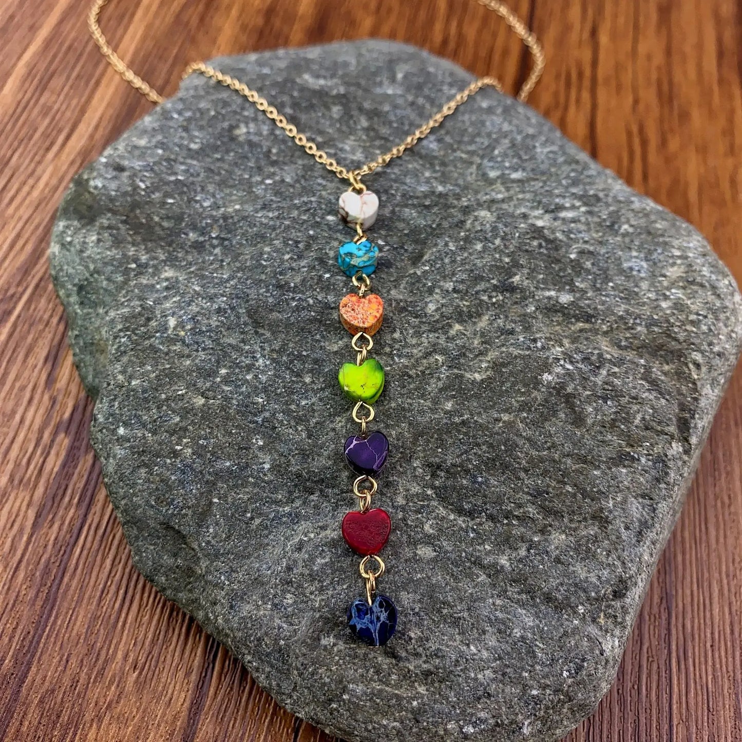 Heart-shaped 7 Chakra Gold Plated Chain Pendant/bracelet