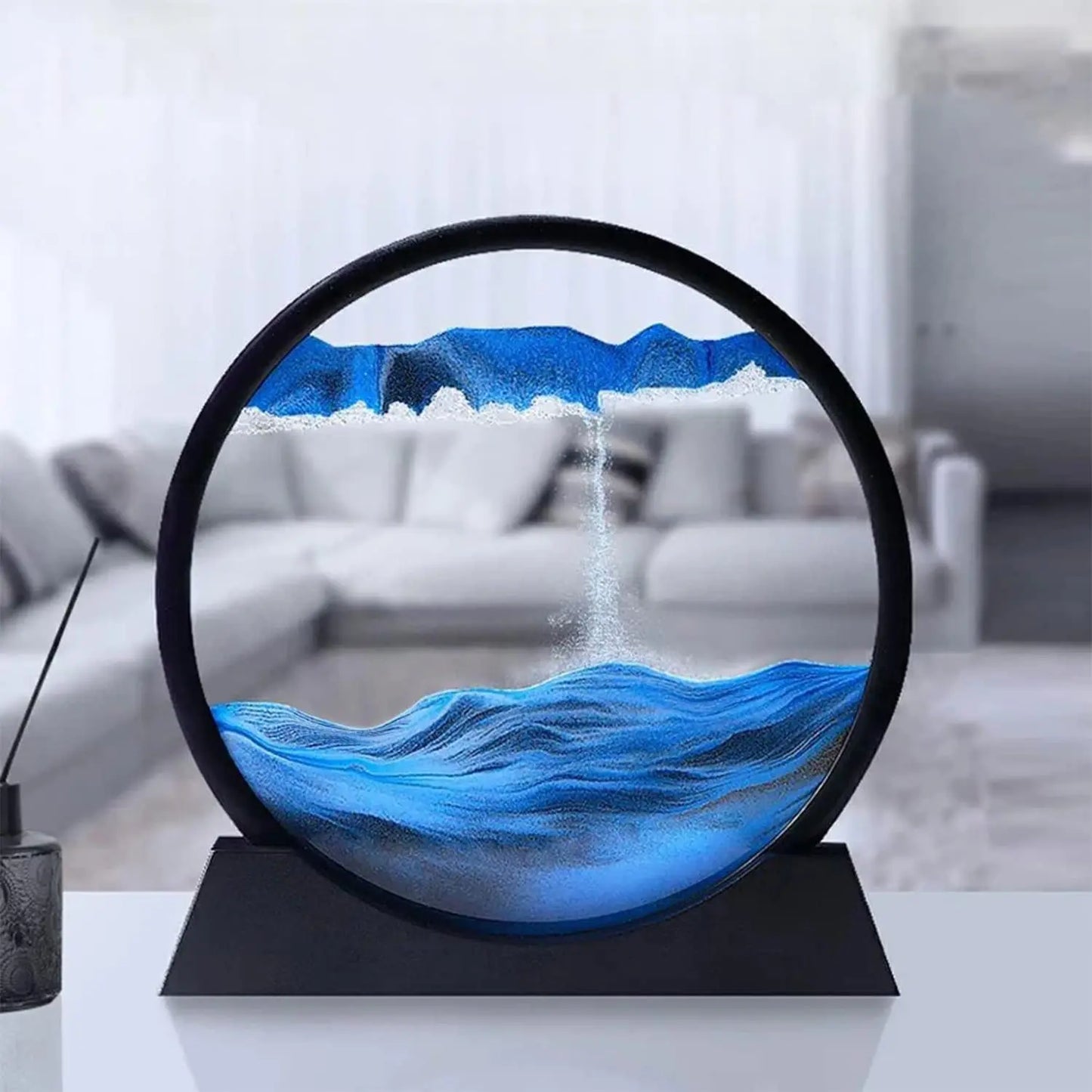 Round Glass Moving Sand Art Picture - 3D Deep Sea Sandscape