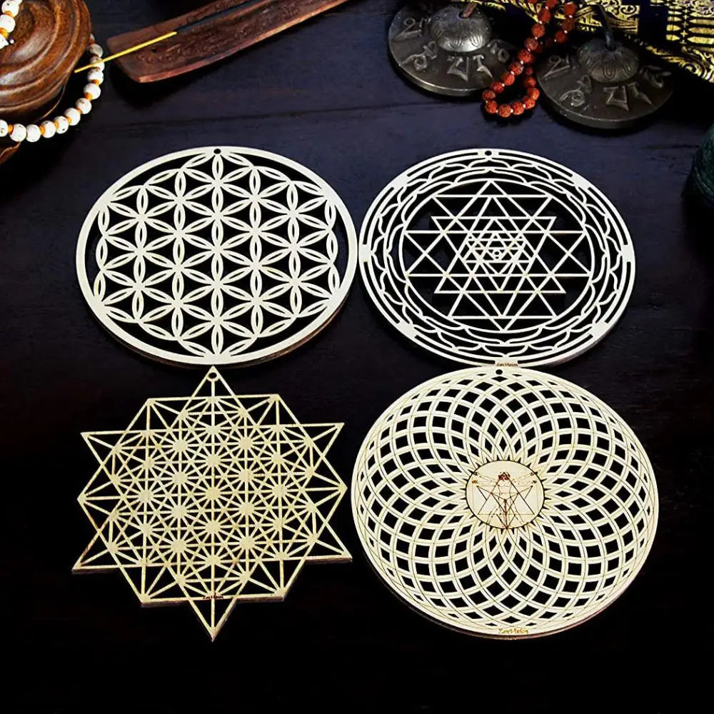 Wooden Wall Sign Flower of Life Shape Laser Cut Wood Wall Art Home Decor Handmade Coasters Craft Making Sacred Geometry Ornament