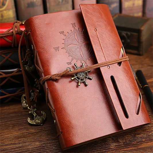 Vintage Notebook  Journal Leather Soft Cover Small 13x9cm