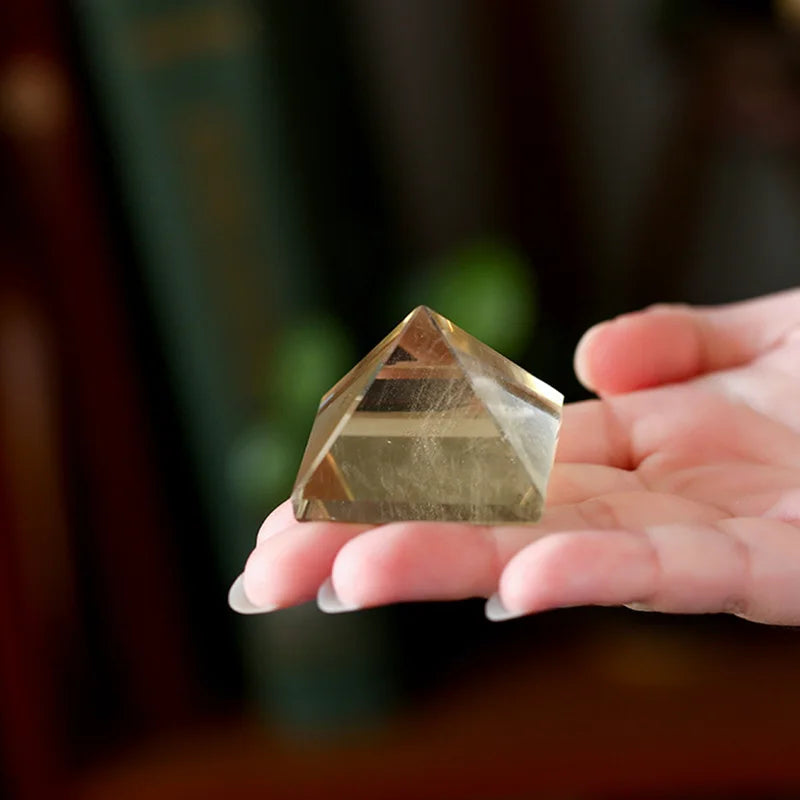 Natural Yellow Citrine Quartz Crystal Healing Pyramid