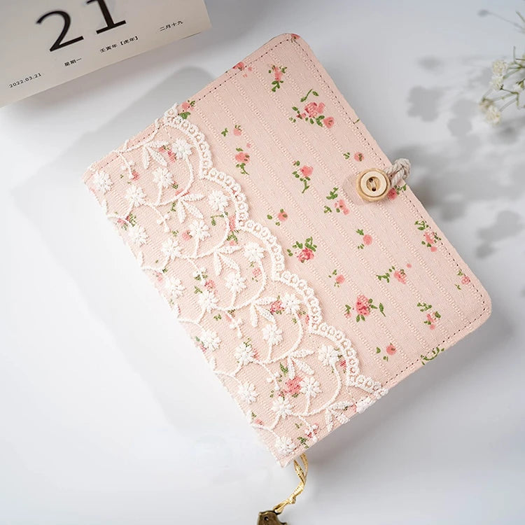 Lace Pink Flowers A5 A6 A7 Binder Notebook