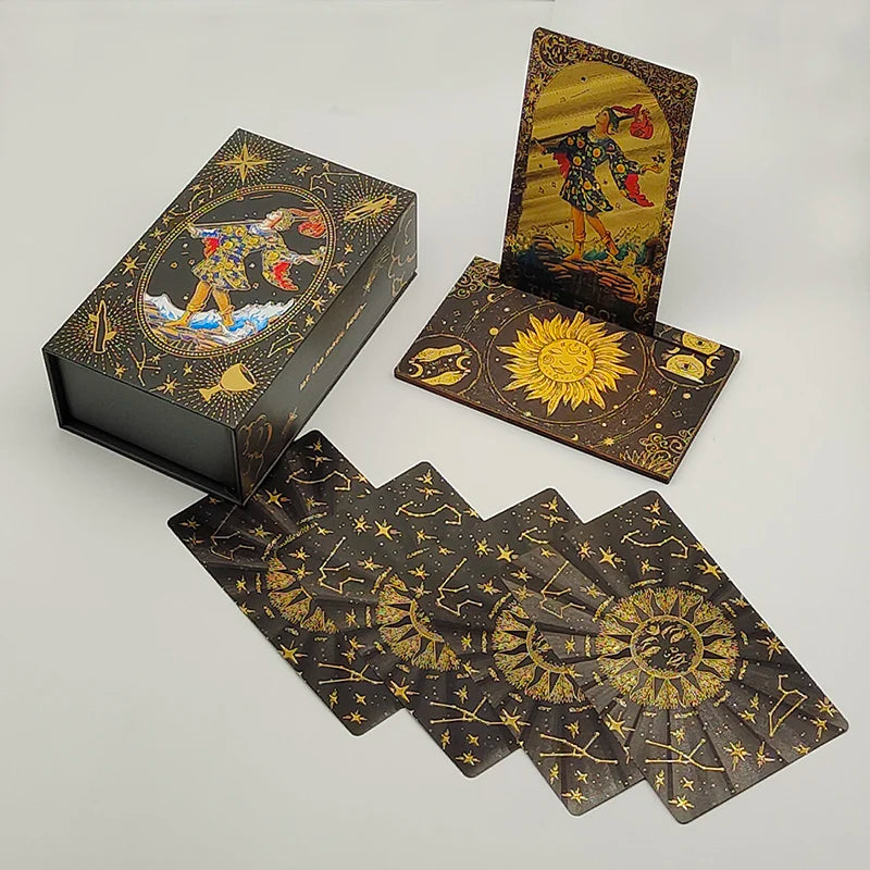 Divinative Gold Foil Tarot Cards With Wooden Card Stand